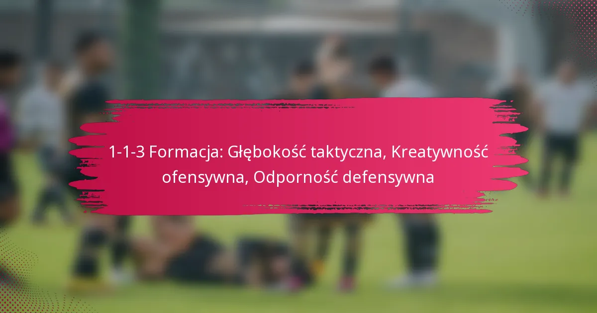 1-1-3 Formacja: Głębokość taktyczna, Kreatywność ofensywna, Odporność defensywna