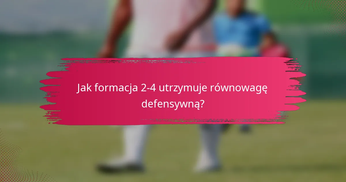 Jak formacja 2-4 utrzymuje równowagę defensywną?